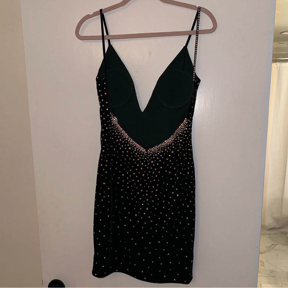 Jovani Velvet Green Cocktail Dress - Picture 4 of 6